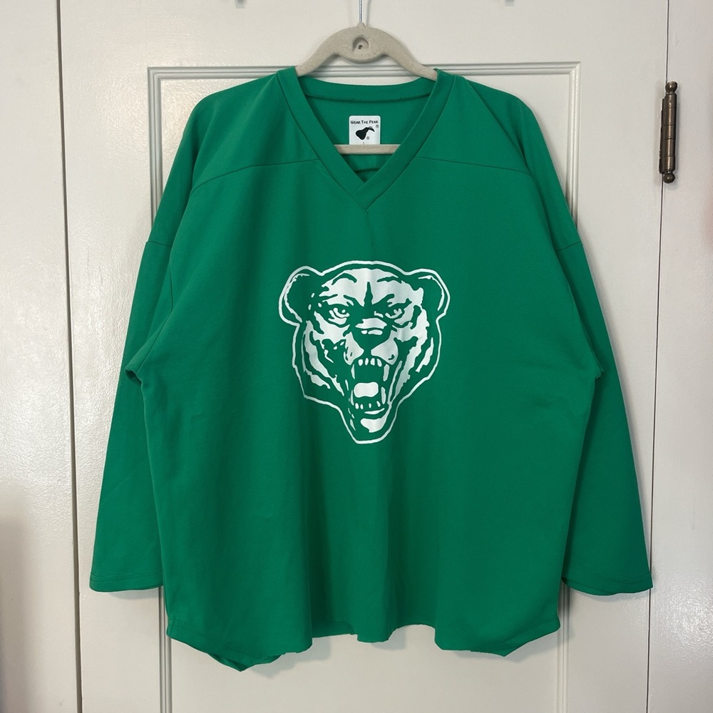 Green and white vintage hockey jersey